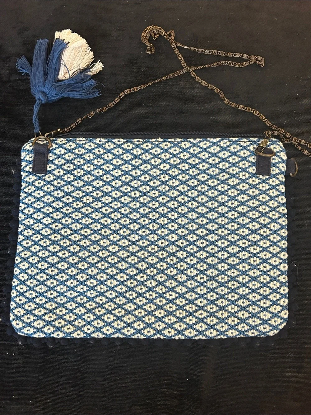 Boho Embroidered Blue & Teal Crossbody